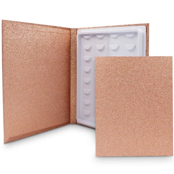 Eyelash Book 16 Pairs, Portable Travel Lash Box, Case, Storage Display Rose Gold - Picture 1 of 1